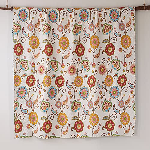  Ashbury Spring Full/Queen Cotton Quilt Set Ivory, Coral, Beige, Teal, Multi