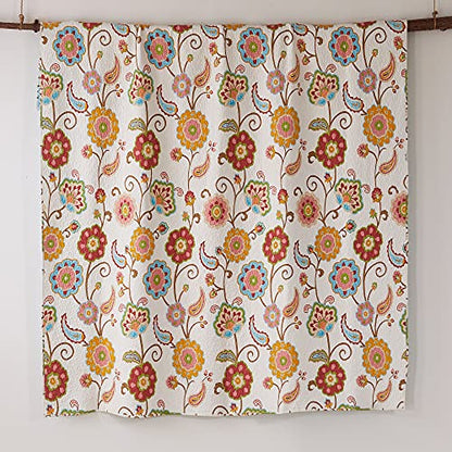  Ashbury Spring Full/Queen Cotton Quilt Set Ivory, Coral, Beige, Teal, Multi