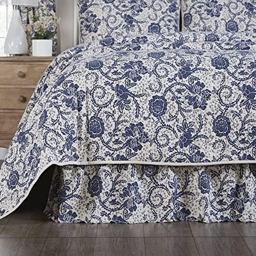  Dorset, Farmhouse Bed Skirt Dust Ruffle, Floral, Queen, Gold, 60x80x16