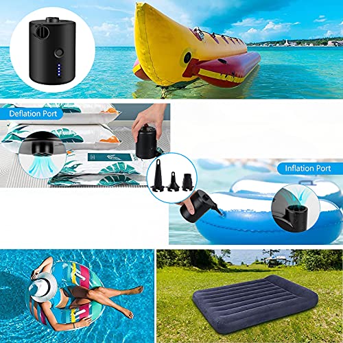  Electric Air Mattress Pump For Inflatables, 4000mAh Rechargeable Air Pump With 3 Nozzles, Portable Inflator Pump