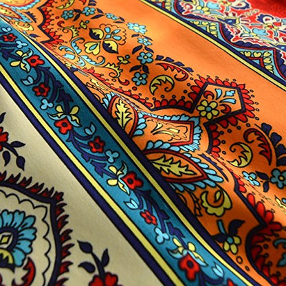  LELVA Boho Duvet Cover Set California King Colorful Stripe Fitted Sheet Set Bohemian Bedding Set Baroque Style Bedding Set 4pcs