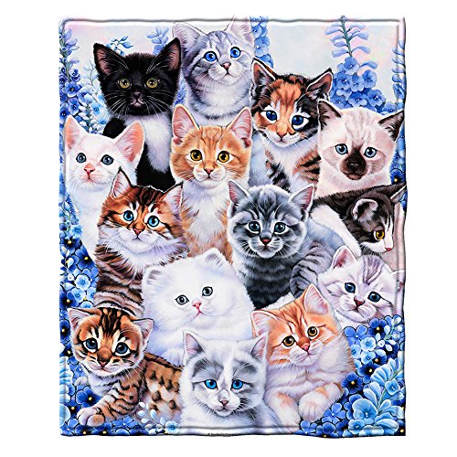  Dawhud Direct Collage Kitten Fleece Blanket For Bed, 50" X 60" Cute Fleece Throw Blanket For Girls, Women, Men And Kids - Super Soft Plush Cat Blankets For Cat Lovers Kitty Cats Print Throws Blankets