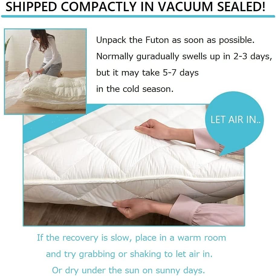  Japanese Futon Mattress Set (Mattress, Comforter & Pillow) CLASSE Twin Made In Japan, Foldable Floor Sleeping Bed Tatami Mat