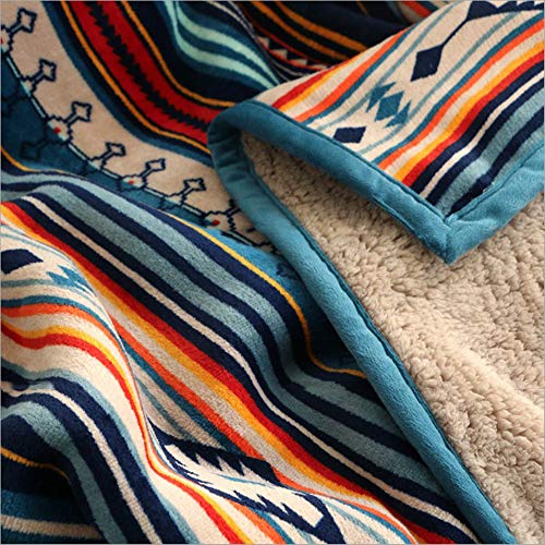  Flannel Sherpa Throw 60'' X 50''- Bohemian Soft Plush Flannel Blanket Throws For Bed/Couch/Sofa/Office/Camping