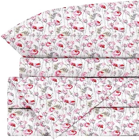  JUMEE 4PC Twin Sheet Set, Soft Microfiber Floral Bed Sheets, Printed Yellow Flower Bedding Set With 16" Deep Pocket, Breathable & Cool, Wrinkle and Fade Resistant, Yellow Floral