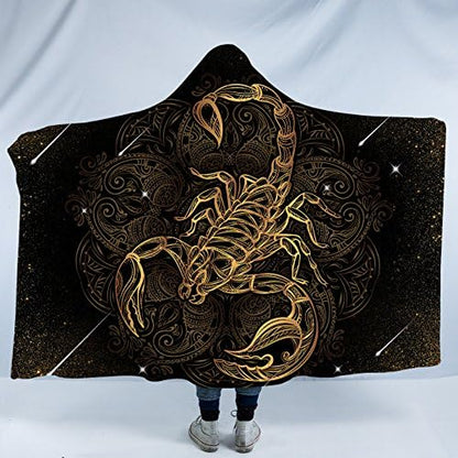  Sea Turtle Hooded Blanket Gold Bright Turtle Sherpa Blanket Hooded Turtle Throw Teen Adult Hooded Blanket (60"x 80")