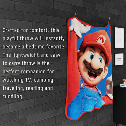  Franco The Super Mario Bros. Movie Kids Bedding Super Soft Micro Raschel Throw, 46 In X 60 In, (100% Official Licensed Product)