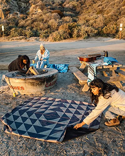 Nomadix Festival Blanket - Perfect For Picnics, Camping, & Lawn Seating - Plush Top & Water Resistant Base - Made With Post Consumer Recycled Materials - Stripes Retro - 60x70