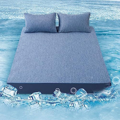  OMERAI Cooling Sheets Cooling Bed Sheets Queen Sheet Set Cooling Blanket For Hot Sleeper Breathable Bedding Sheets 4 Pcs,1 Cooling Flat Sheet,1 Cooling Fitted Sheet,2 Cooling Pillowcases, (Queen Blue)