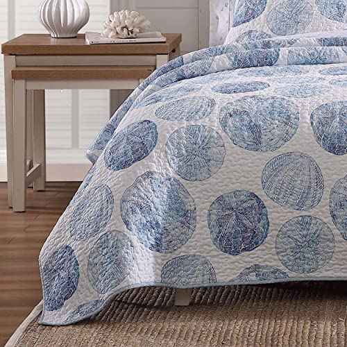  Tommy Bahama - Queen Quilt Set, Reversible Cotton Bedding With Matching Shams, Lightweight Home Decor For All Seasons (Ocean Isle Blue, Queen)