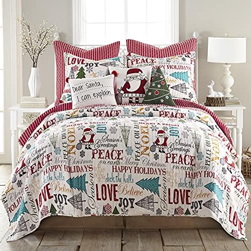  Levtex Home Merry & Bright Collection - Santa Claus Lane Full Sheet Set - Top Sheet (81x96), Fitted Sheet (54x75in.), And Two Pillowcases (21x30in.) - - Polyester