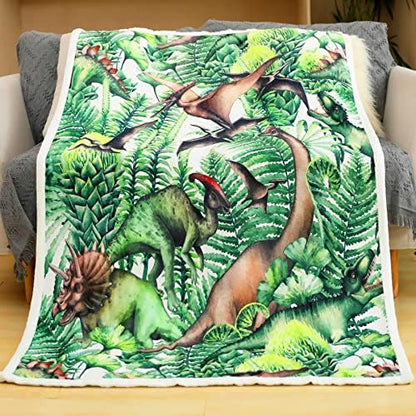  Dinosaur Throw Blanket, Dino Plush Fleece Kids Blanket Soft Cozy Cartoon Blankets With Jurassic Dinosaurs For Boys Gift For Kids Adults (Dinosaur 1, 50" X 60")