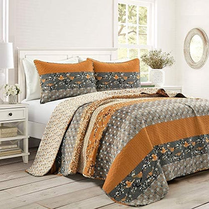  Royal Empire Reversible 3 Piece Cotton Duvet Cover Set, King, Tangerine