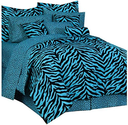  Karin Maki Zebra Complete Bedding Set, Twin, Blue