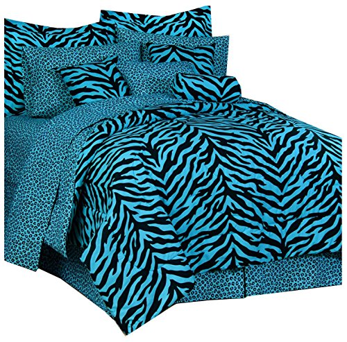  Karin Maki Zebra Complete Bedding Set, Twin, Blue