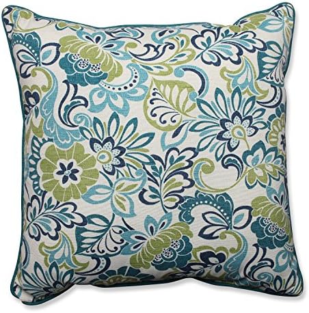  Pillow Perfect Floral Outdoor Throw Accent Pillow, Plush Fill, Weather, And Fade Resistant, Medium Square - 16.5" X 16.5", Black/Yellow Crosby, 2 Count