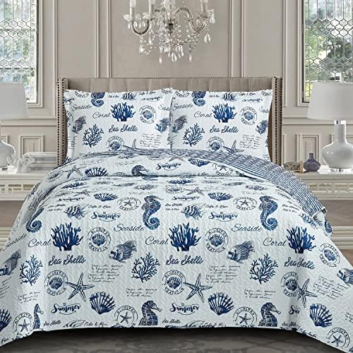  Royal Hotel Bedding Jewel Oversized Coverlet Set, Luxury Printed Design Quilt, Bedspread Set - Filled Quilts - Fits Pillow Top Mattresses - 3PC Set - King/California King Size