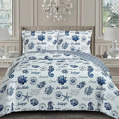  Royal Hotel Bedding Jewel Oversized Coverlet Set, Luxury Printed Design Quilt, Bedspread Set - Filled Quilts - Fits Pillow Top Mattresses - 3PC Set - King/California King Size