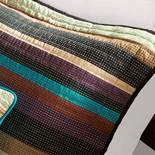  Quilt Rustic Southwestern - All Season, Breathable Coverlet Bedspread, Lightweight Bedding, Shams, Decorative Pillow, King/Cal King(104"x94"), Yosemite, Stripes Purple/Teal 6 Piece