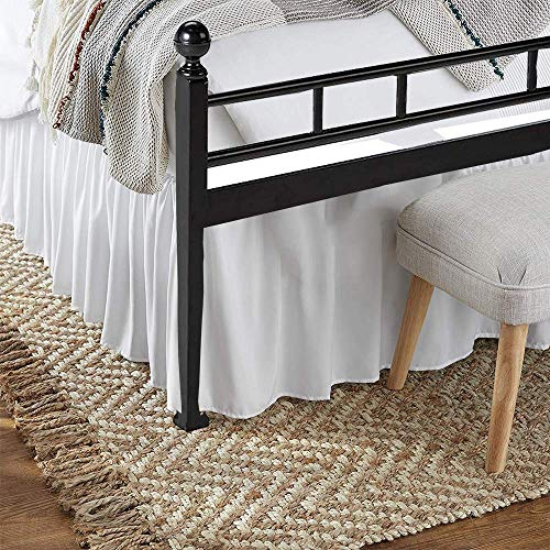  Ruffled Bed Skirt With Split Corners-Three Sided Coverage With Platform-Split Corner Bed Skirts-Dust Ruffle With Split Corners-Ruffled Gather Bed Skirt (White -Queen 21" Drop)