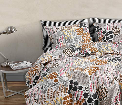  Marimekko - Queen Duvet Cover Set, Cotton Percale Bedding With Matching Shams, All Season Home Decor (Pieni Letto Multicolor, Queen)