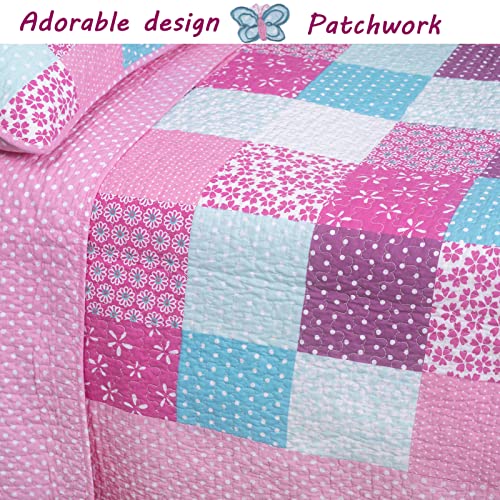  Cozy Line Home Fashions Ballerina Dance Princess Bedding Quilt Set, 100% Cotton Bedspread Coverlet Set (Pink Embroidered, Twin - 2 Piece)