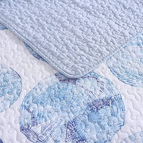  Tommy Bahama - Queen Quilt Set, Reversible Cotton Bedding With Matching Shams, Lightweight Home Decor For All Seasons (Ocean Isle Blue, Queen)