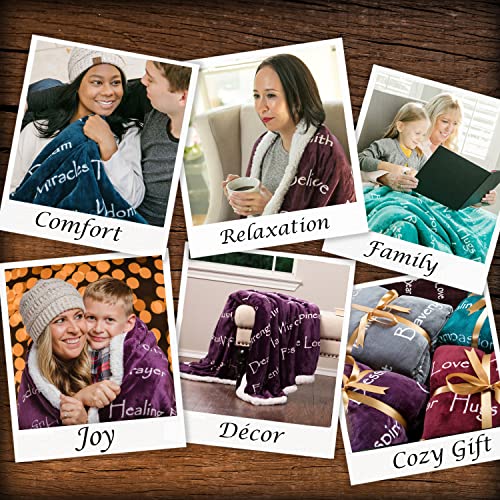  Healing Warm Hugs Gift Throw Blanket - Sympathy Gift Breast Cancer Chemo Survivor Get Well Caring Gifts - Comfort Purple Gift Blanket For Love Support Women Friend - Aubergine