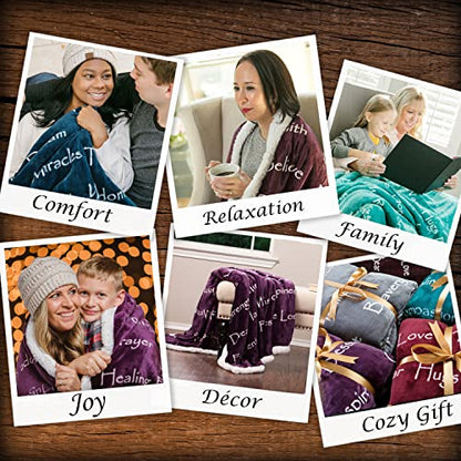  Healing Warm Hugs Gift Throw Blanket - Sympathy Gift Breast Cancer Chemo Survivor Get Well Caring Gifts - Comfort Purple Gift Blanket For Love Support Women Friend - Aubergine