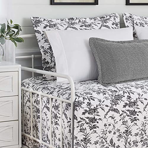  Laura Ashley Home - Daybed Set, Lightweight Bedding With Matching Shams & Pillow Cover, Home Decor For All Seasons (Amberley Black, Daybed)