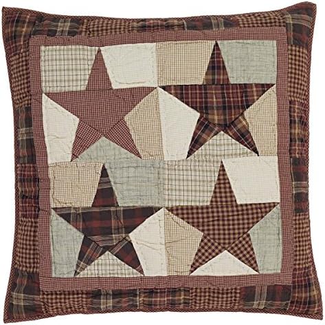  VHC Brands Abilene Star Standard Sham 21x27 Country Patchwork Design, Burgundy
