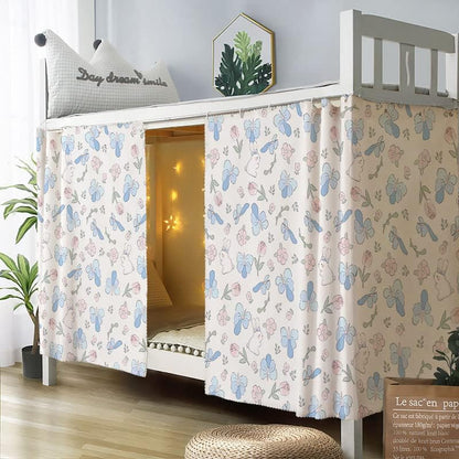  Bunk Bed Drapes For Bottom 2 Pcs/Set Lightproof Bed Canopies Curtain In Student Dormitory Bedroom Cute Lighttight Cloth (Cat&Star,3.8ft H)