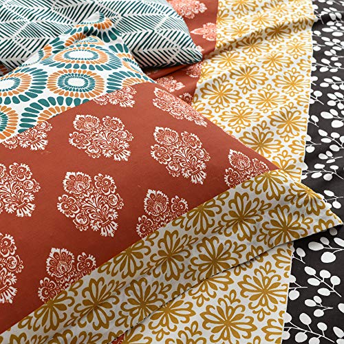  Lush Decor Bohemian Stripe Reversible Cotton 3 Piece Duvet Cover Set, Full/Queen, Turquoise & Orange
