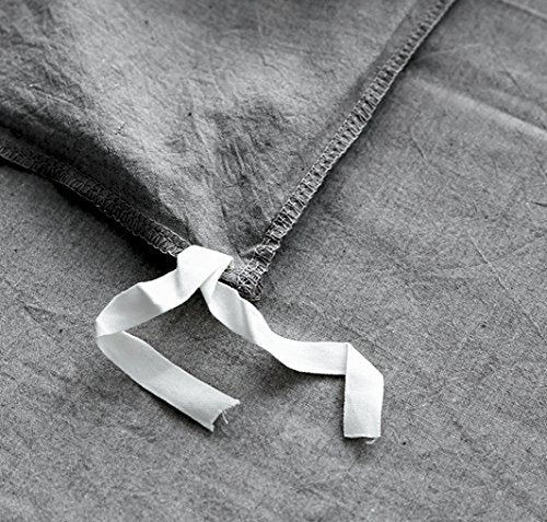  Washed Cotton Chambray Duvet Cover Solid Color Casual Modern Style Bedding Set Relaxed Soft Feel Natural Wrinkled Look (Queen, Charcoal)