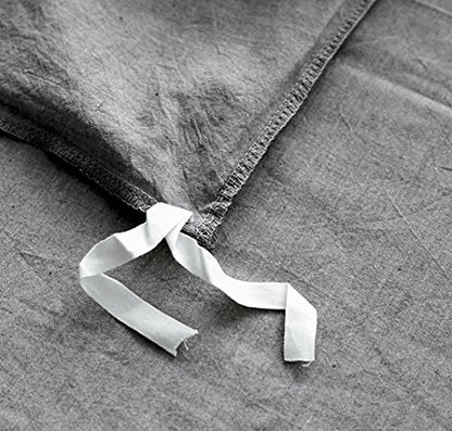  Washed Cotton Chambray Duvet Cover Solid Color Casual Modern Style Bedding Set Relaxed Soft Feel Natural Wrinkled Look (Queen, Charcoal)