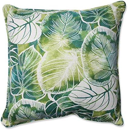  Pillow Perfect Tropic Floral Outdoor Throw Accent Pillow, Plush Fill, Weather, And Fade Resistant, Small Lumbar - 11.5" X 18.5", Blue/Green Botanical Glow, 2 Count