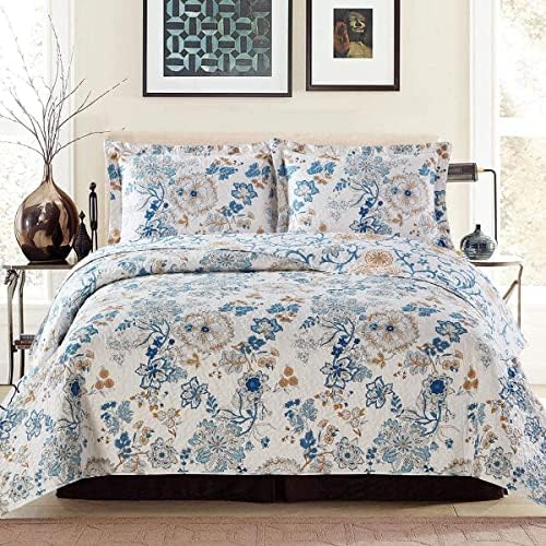  Royal Hotel Bedding Jewel Oversized Coverlet Set, Luxury Printed Design Quilt, Bedspread Set - Filled Quilts - Fits Pillow Top Mattresses - 3PC Set - King/California King Size