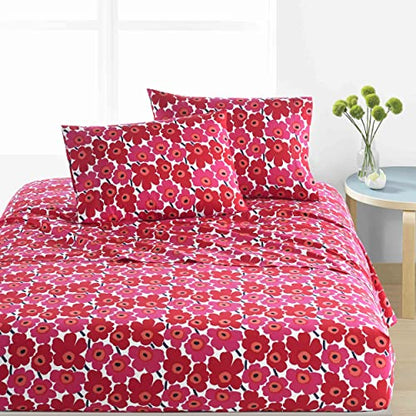  Marimekko - Pillowcase Set, Cotton Percale Bedding, Smooth & Cool Home Decor (Mini Unikko Red, Standard)