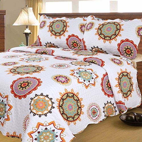  Reversible Quilt Set With Shams Twin Size Hypoallergenic For All Season Pattern#5