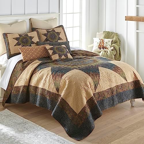  Donna Sharp Pillow Sham - Forest Star Lodge Decorative Pillow Cover With Star Shape Patchwork - Standard
