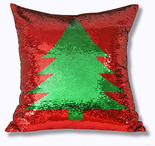  OTOSTAR Christmas Sequin Throw Pillow Covers 18x18 Inch Sparkle Decorative Pillowcases Magic Red Cushion Cover For Party Christmas Couch In-Outdoor Home Decor (Merry Christmas 5 Packs)