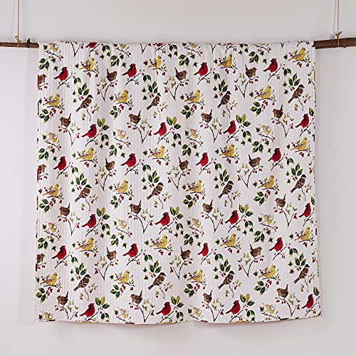  Thatch Home Joy Birds Joy Birds Quilt - Full/Queen - Birds And Holly - Red, Green, Citron, Taupe, Brown - Quilt (88x92in.) - Reversible - Cotton/Poly