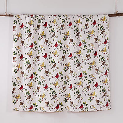  Thatch Home Joy Birds Joy Birds Quilt - Full/Queen - Birds And Holly - Red, Green, Citron, Taupe, Brown - Quilt (88x92in.) - Reversible - Cotton/Poly