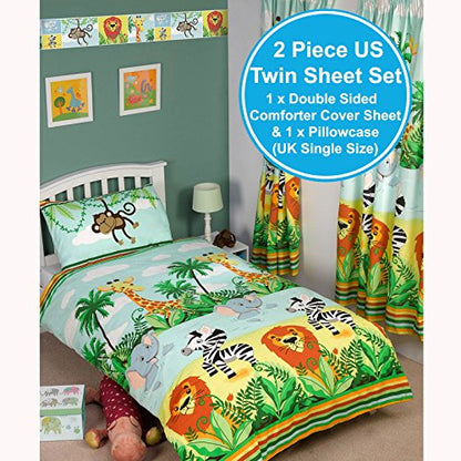  Jungle-Tastic Single/US Twin Duvet Cover And Pillowcase Set