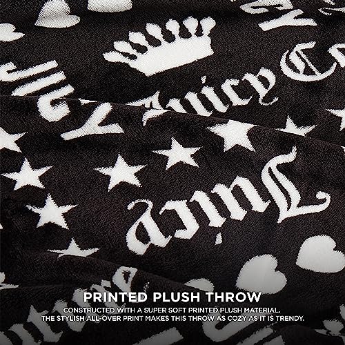  Juicy Couture - Throw Blanket | Crown Royal | Plush And Cozy | Decorative Blankets For Sofas, Chairs And Beds| Luxurious And Soft | Chic Home Decor | Measures 50" X 70" | Black/White