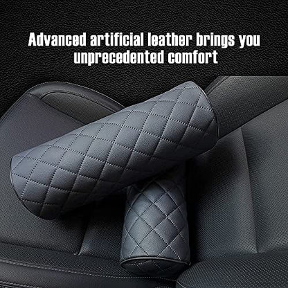  HAOTULE Car Seat Neck Pillow, Memory Rebound Headrest Cushion,Comfortable Leather Can Provide The Best Support, Suitable For Most Vehicles (Black，Pack Of 1)