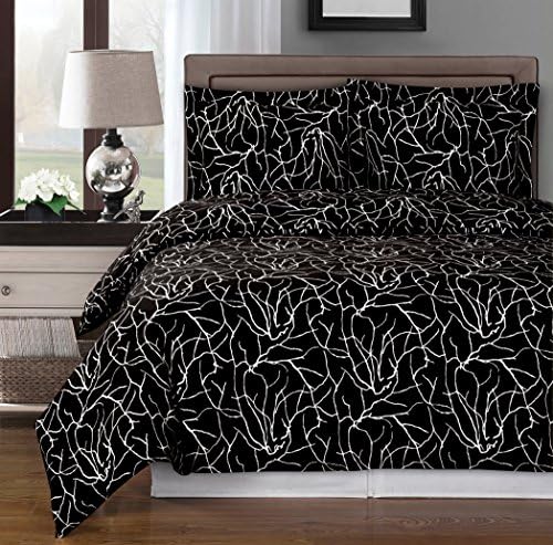  Gray And White Ema 3-Piece Full/Queen Duvet Cover Set, 100% Cotton 300 TC