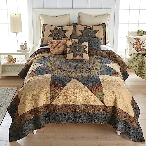  Donna Sharp Pillow Sham - Forest Star Lodge Decorative Pillow Cover With Star Shape Patchwork - Standard