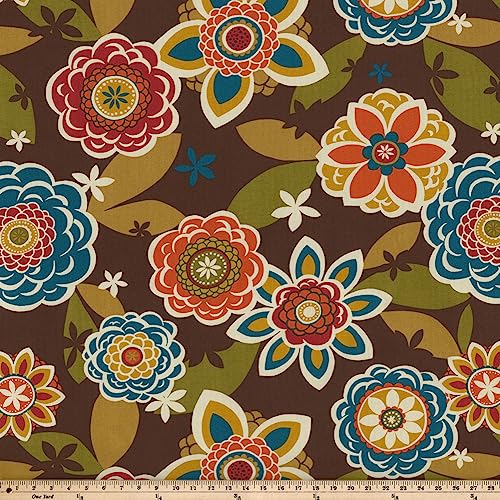  Pillow Perfect Reversible Floral Stripe Outdoor Throw Accent Pillow, Plush Fill, Weather, And Fade Resistant, Large Square - 18.5" X 18.5", Brown/Orange Annie, 2 Count