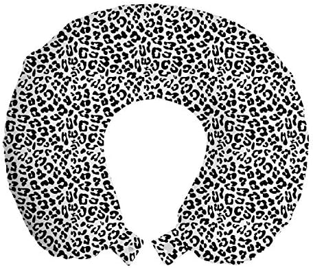 Paw Print Travel Pillow Neck Rest, Puppy Kitten Dog And Cat Themed Repetitive Pet Foot's Stains Concept, Memory Foam Traveling Accessory For Airplane And Car, 12", Grey White